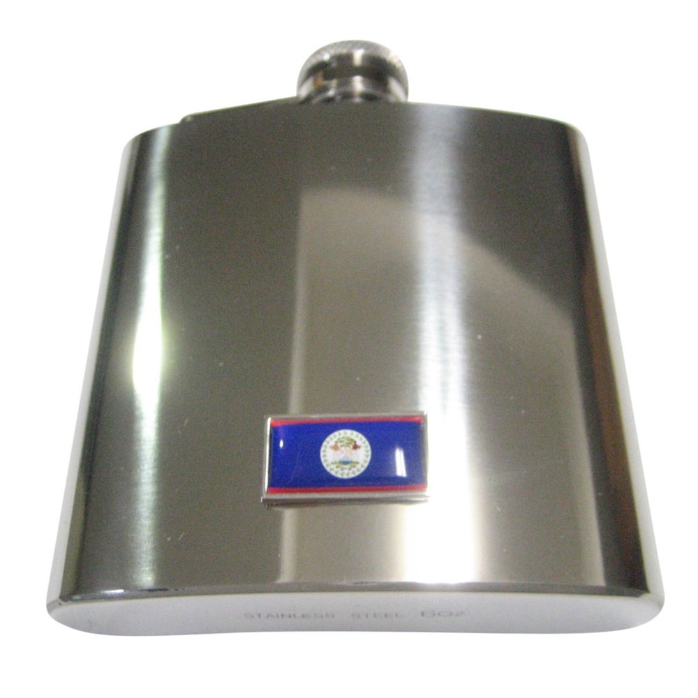 Thin Bordered Belize Flag 6oz Flask - image 1